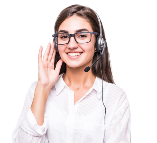 A professional girl with headphones and mic