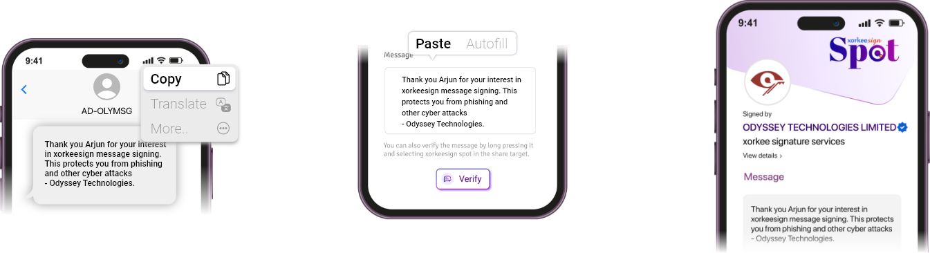 Copy the message and paste it on xorkeesign Spot by clicking ‘Sign/Verify’ button. And click ‘Verify’.